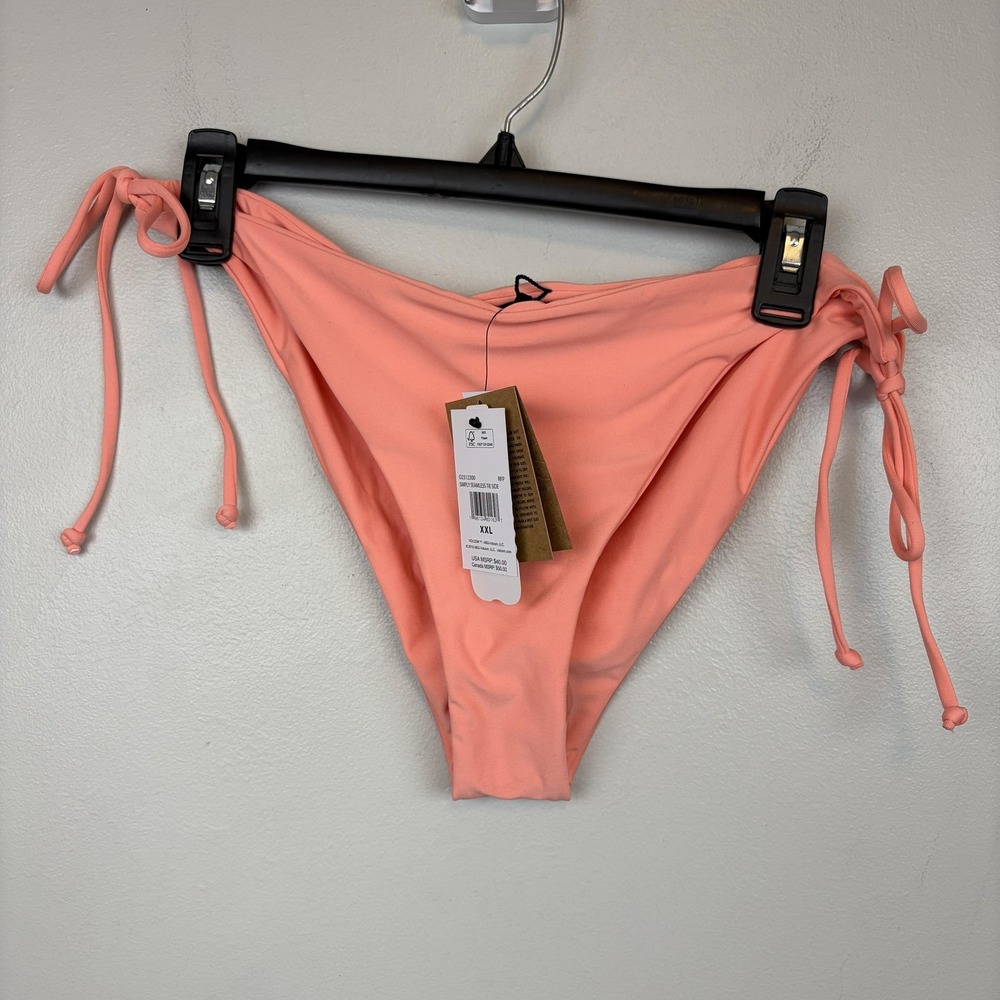 Volcom Simply Seamless‎ Tie Side Bikini Swim Bottom Womens 2XL Pink Eco True